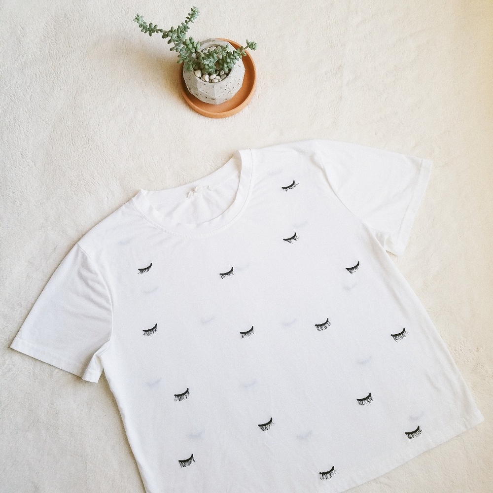 Current Air White Eyelash Cropped T Shirt
